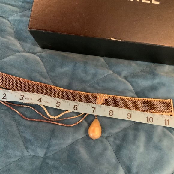 RARE VINTAGE 1990’S CHANEL SILVER RHINESTONES PEARL CHOKER NECKLACE - Picture 8 of 15